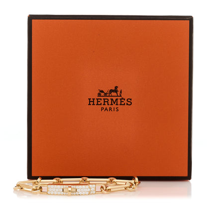 Hermes 18K Yellow Gold Diamond Pave PM Kelly Chaine Bracelet SH 4 of 4