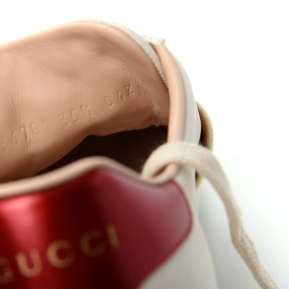 Gucci Calfskin Stripe Womens New Ace Sneakers 35.5 New Mystic White Ecru Red Flame 10 of 10