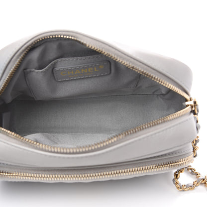 Chanel Iridescent Calfskin Quilted Day Trips Camera Case Light Grey 4 of 11