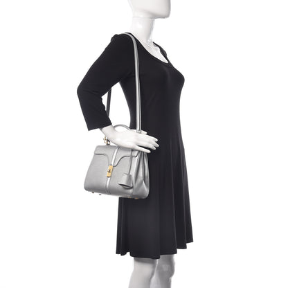 Celine Laminated Grained Calfskin Small 16 Top Handle Bag Silver 2 of 9