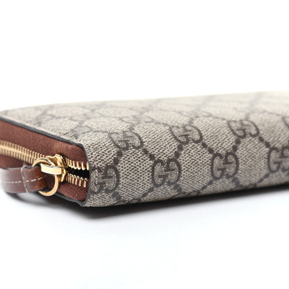 Gucci GG Supreme Monogram Cuoio Toscano Zip Around Wallet Beige Ebony Cuir 6 of 14