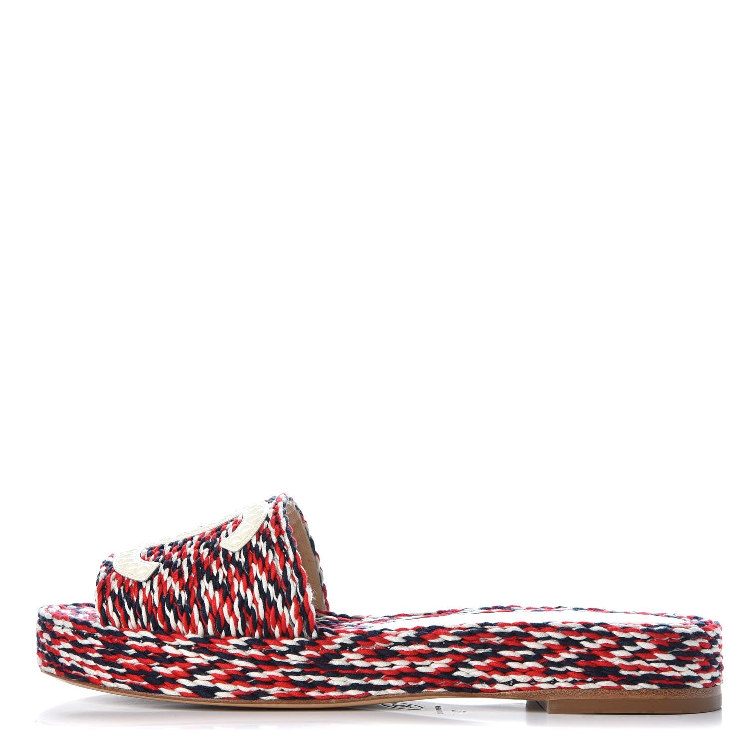 Chanel Cord CC Espadrille Slip On Sandals 36 Red Blue White 1 of 9