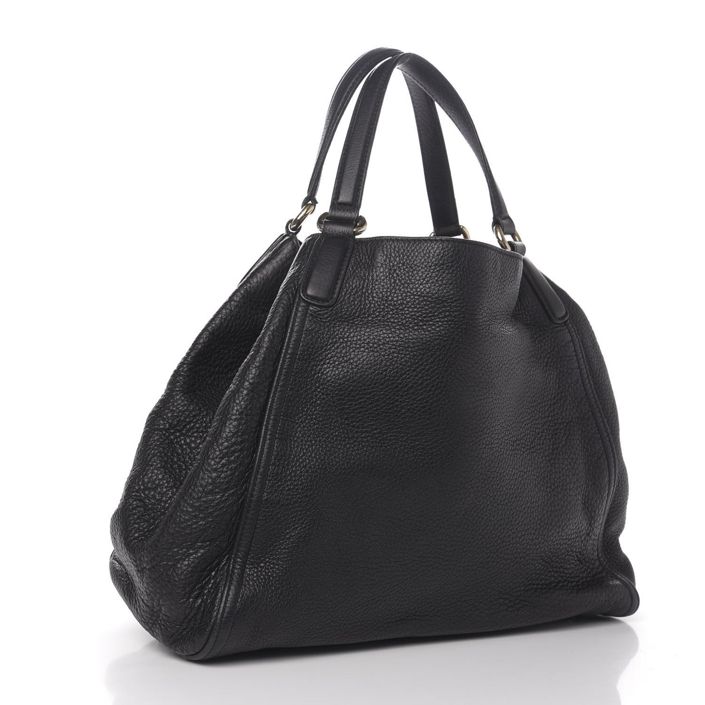 Pebbled Calfskin Medium Soho Shoulder Bag Black