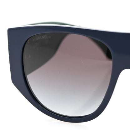 Chanel Acetate Quilted CC Pilot Sunglasses 71465A Blue Green 7 of 8