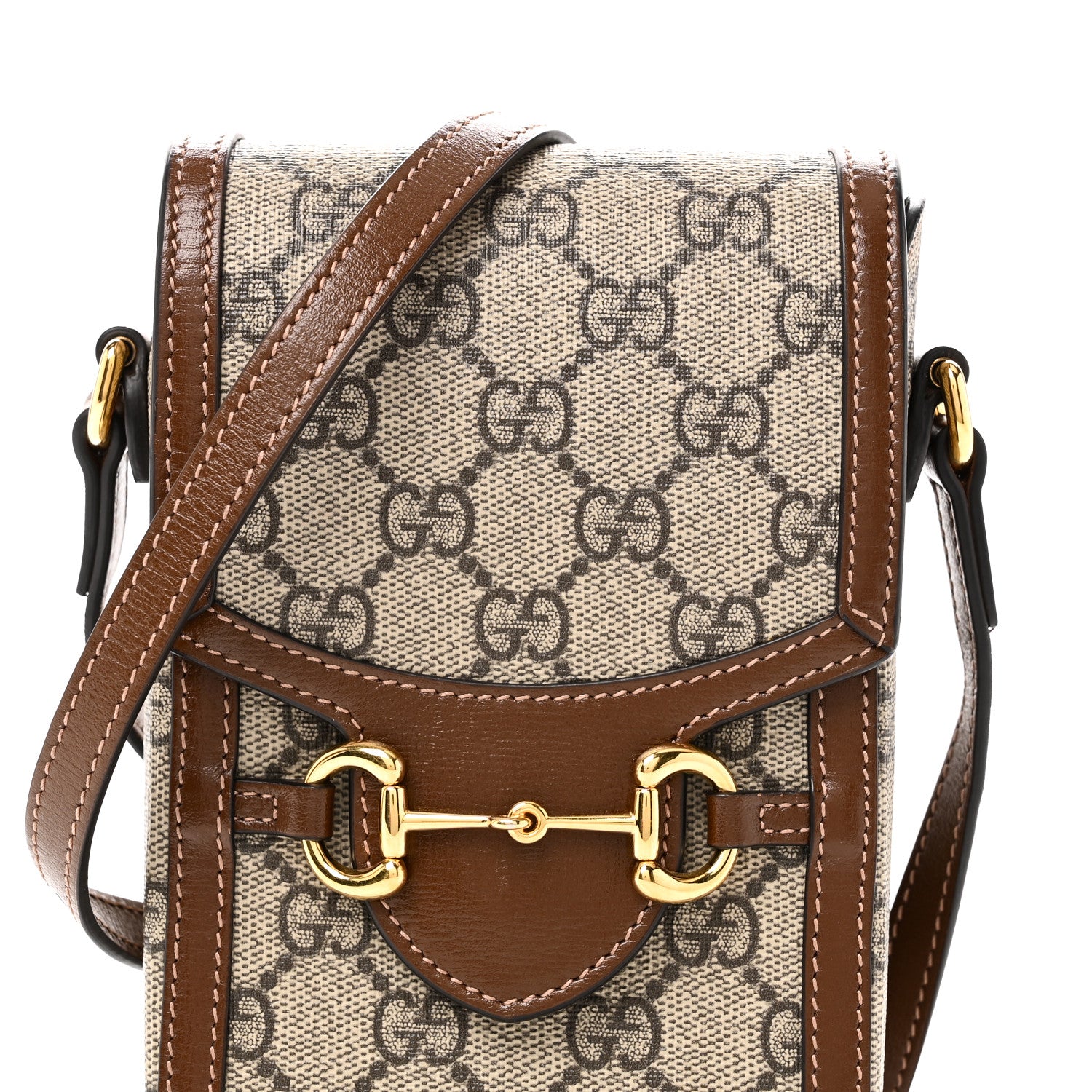 Gucci GG Supreme Monogram Mini Horsebit 1955 Crossbody Bag Beige Brown Sugar 7 of 9