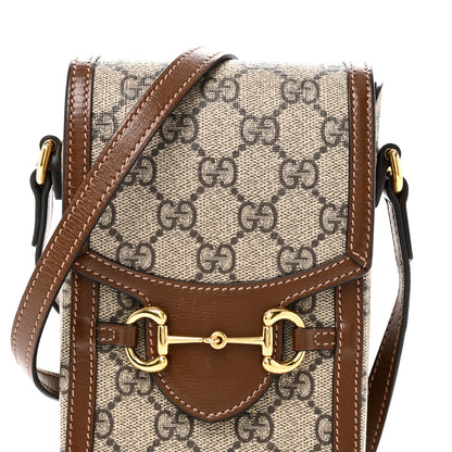 Gucci GG Supreme Monogram Mini Horsebit 1955 Crossbody Bag Beige Brown Sugar 7 of 9