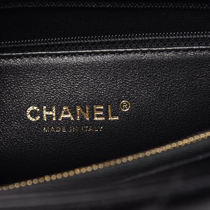 Chanel Calfskin Lizard Chevron Quilted Small Coco Handle Flap Black 6 of 9