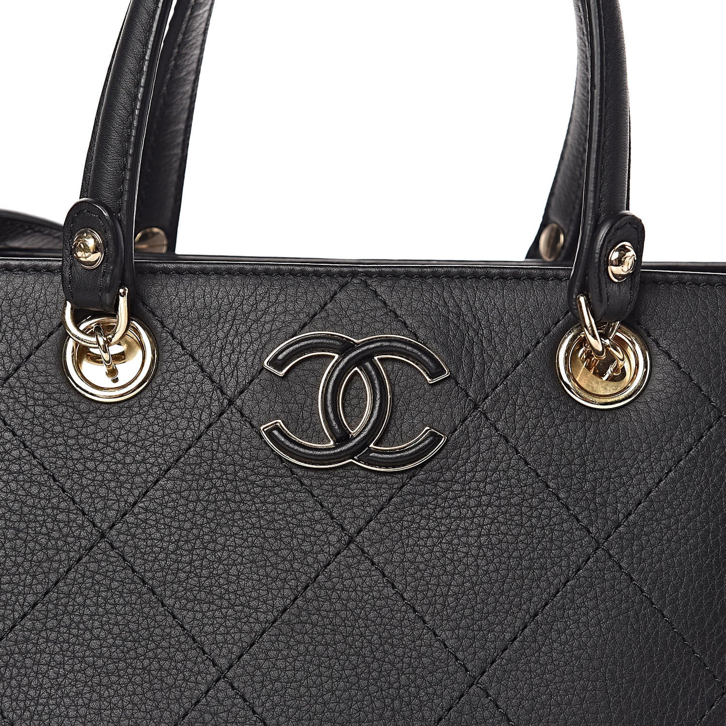 Bullskin Stitched Small Shopping Tote Black