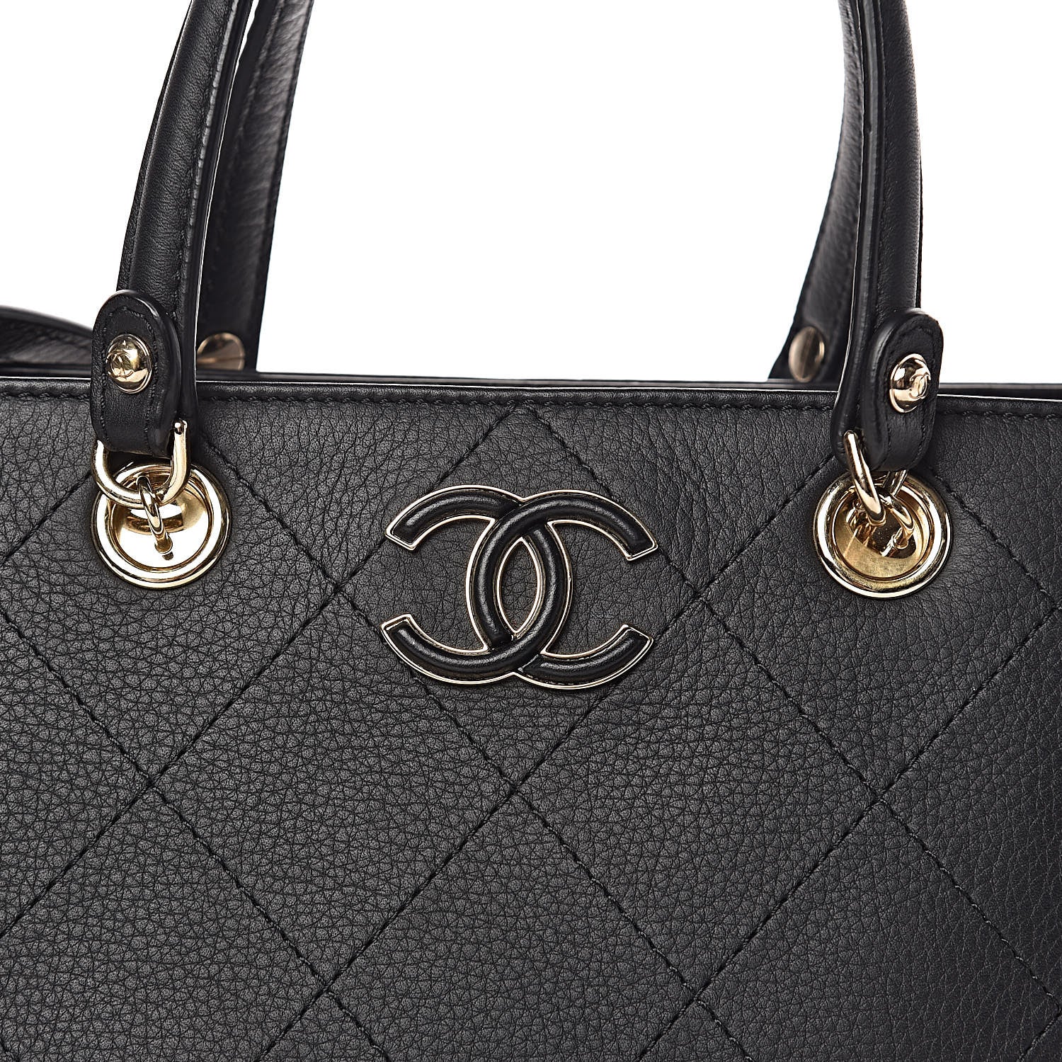 Chanel Bullskin Stitched Small Shopping Tote Black 10 of 11