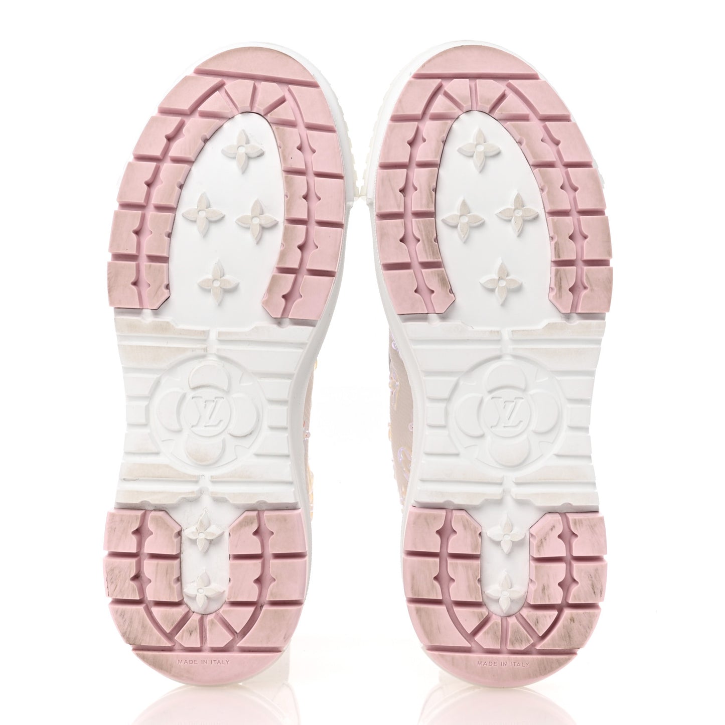 Iridescent Technical Mesh Monogram LV Squad Sneaker Boots 38.5 Rose Clair