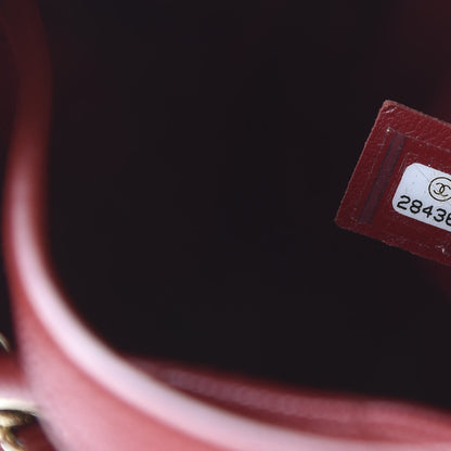 Chanel Caviar Quilted Rolled Up Bucket Drawstring Bag Red 8 of 9