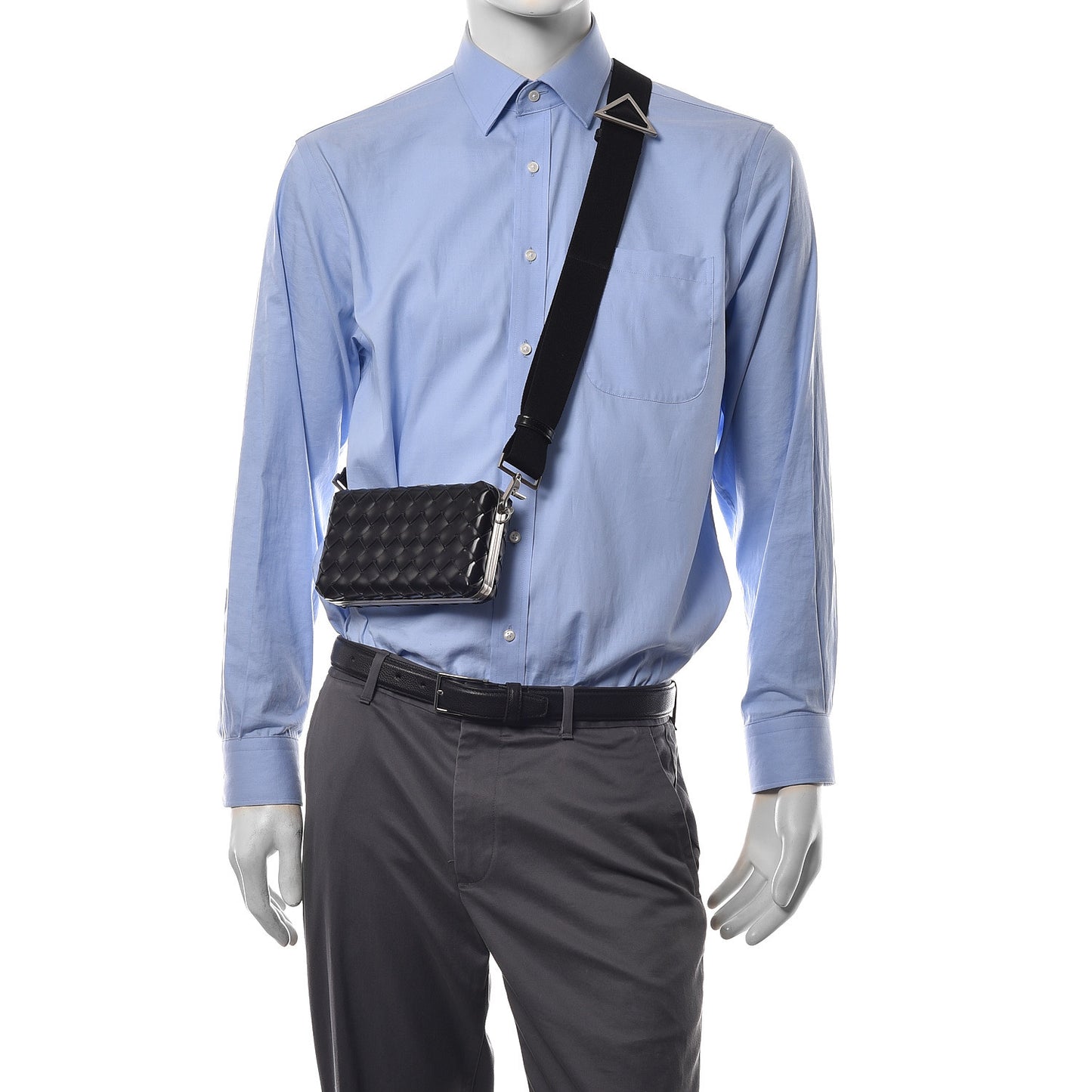 Spazzolato Intrecciato Mens Crossbody Messenger Case Black