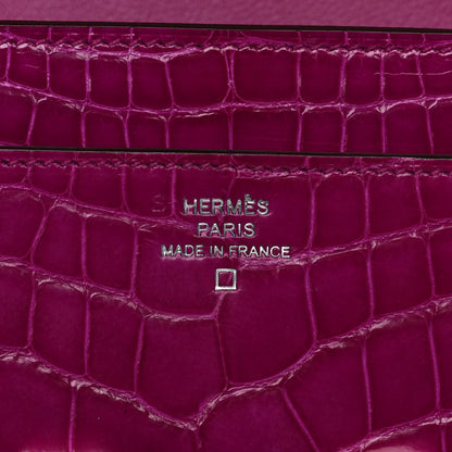 Hermes Shiny Alligator Constance Long Wallet Rose Scheherazade 7 of 24