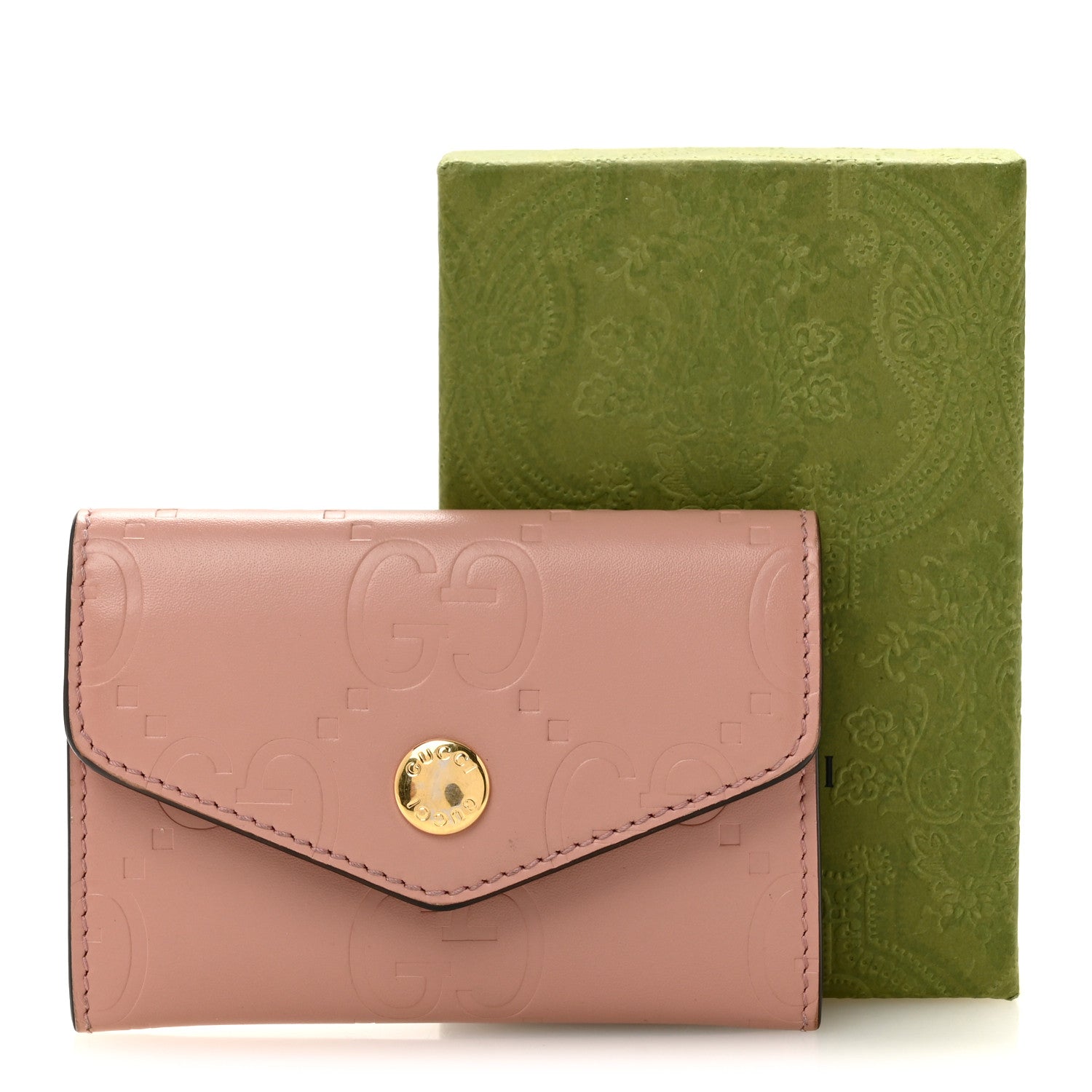 Gucci Calfskin Jumbo GG Embossed Snap Wallet Soft Pink 9 of 9