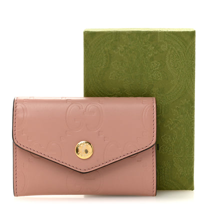 Gucci Calfskin Jumbo GG Embossed Snap Wallet Soft Pink 9 of 9