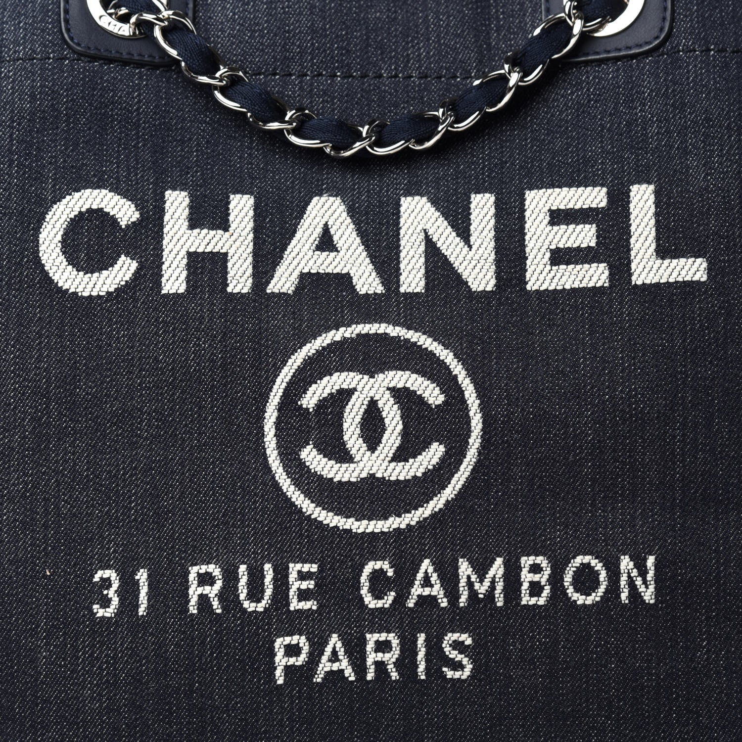 Chanel Denim Medium Deauville Tote Dark Blue 10 of 10