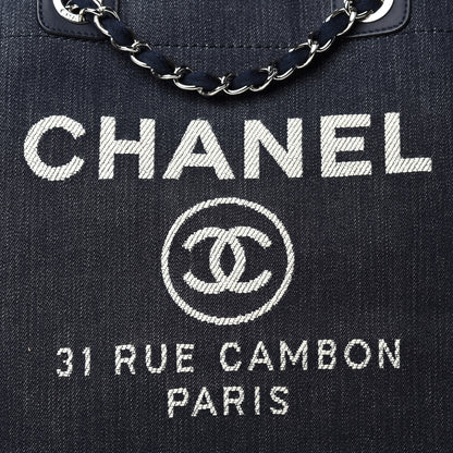 Chanel Denim Medium Deauville Tote Dark Blue 10 of 10