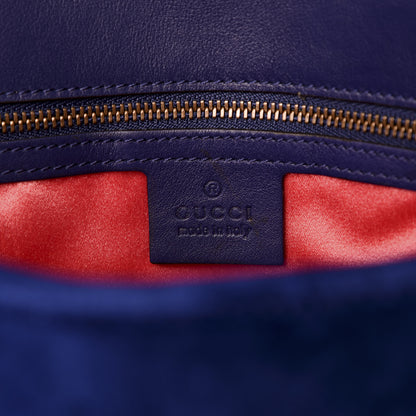 Gucci Velvet Matelasse Modern Embroidered Medium GG Marmont Shoulder Bag Cobalt 7 of 8