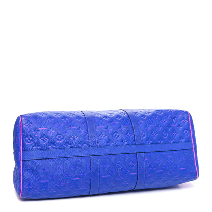 Louis Vuitton Taurillon Illusion Keepall Bandouliere 50 Bleu Rose 4 of 10