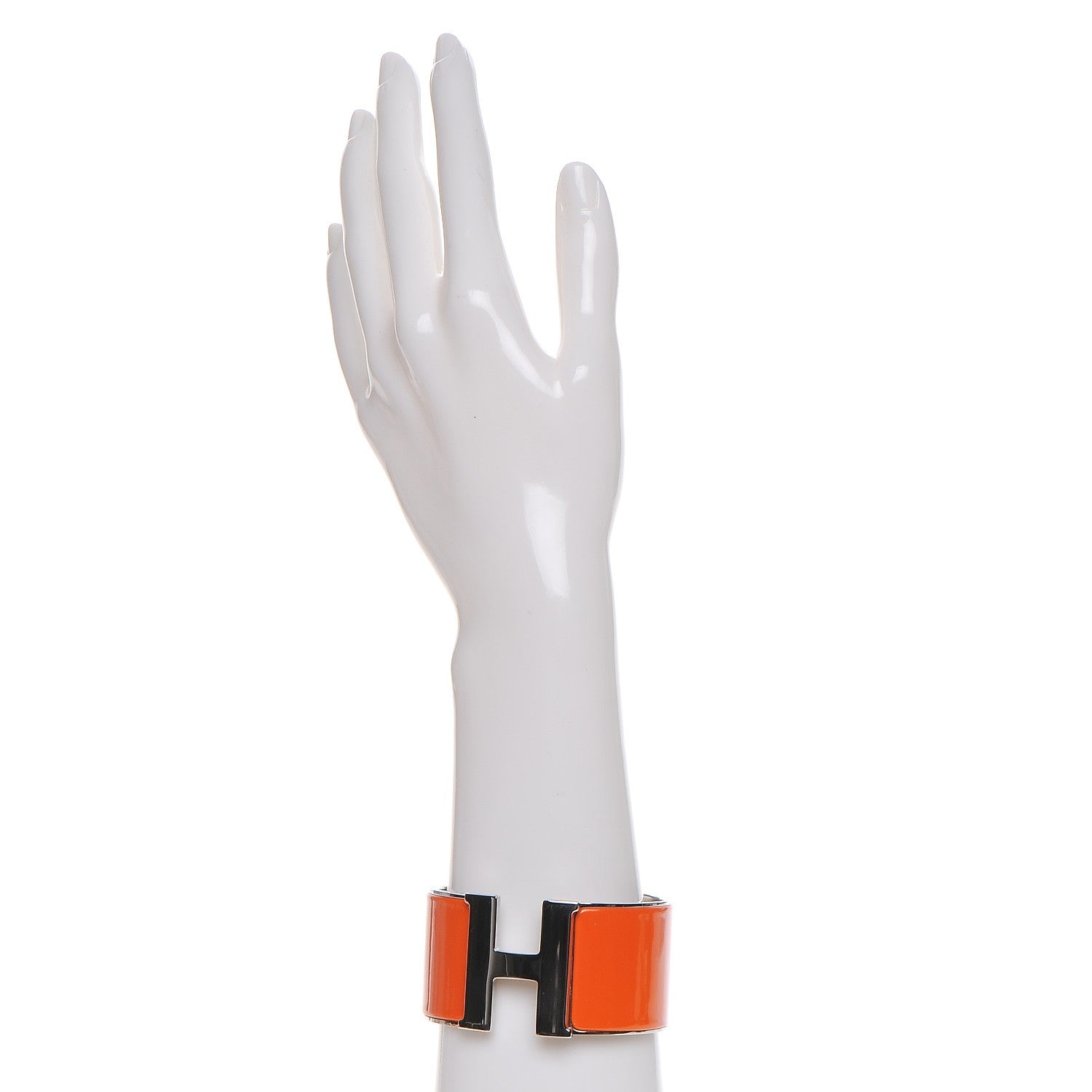 Hermes Enamel Extra Wide Clic Clac H Bracelet GM Orange 2 of 5