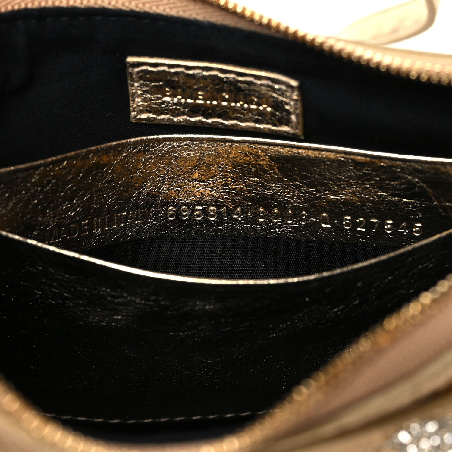 Balenciaga Metallic Arena Agneau Crystal Le Cagole Mini Purse With Chain Light Gold 7 of 10