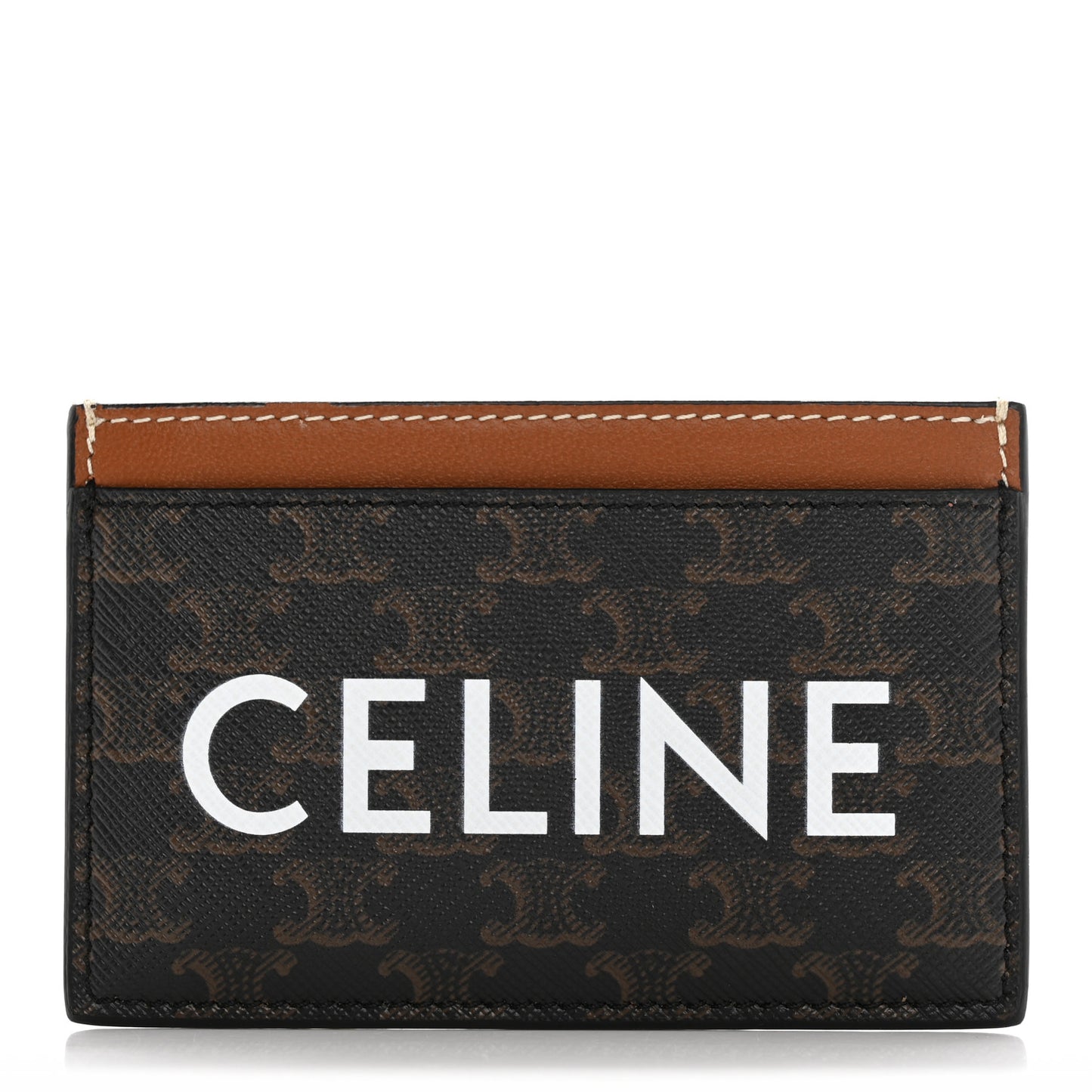 Triomphe Canvas Card Holder Tan