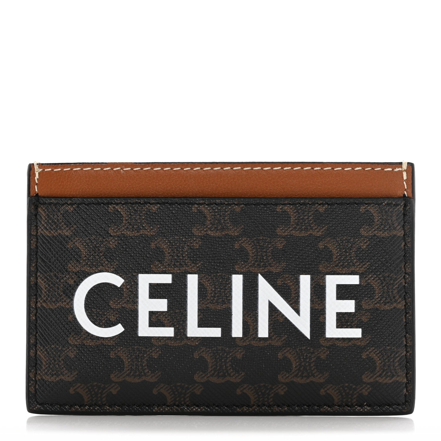 Celine Triomphe Canvas Card Holder Tan 1 of 9