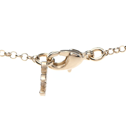 Chanel Resin Crystal CC Heart Necklace Pearly White Gold 4 of 5