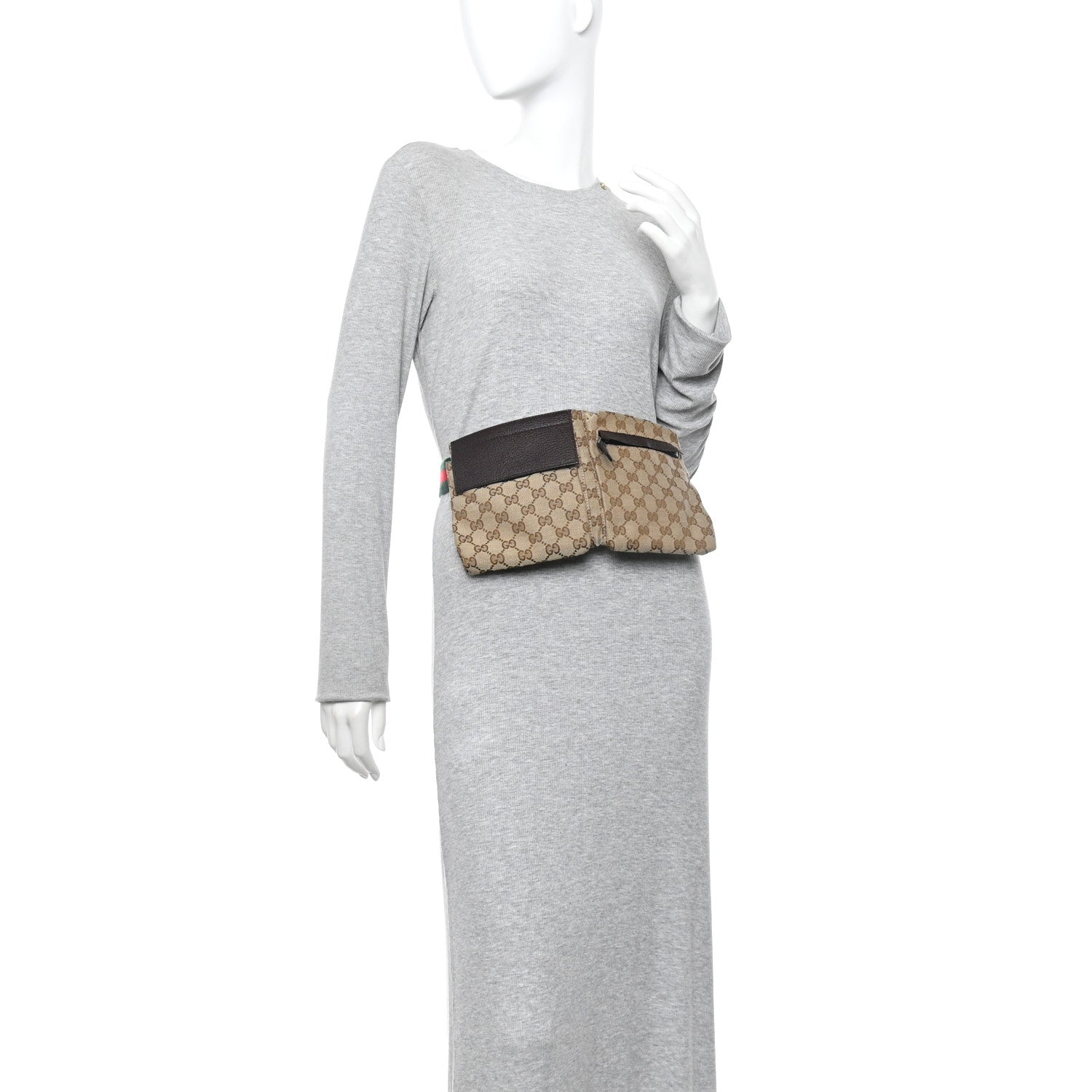 Gucci GG Monogram Double Pocket Belt Bag Dark Brown 2 of 13