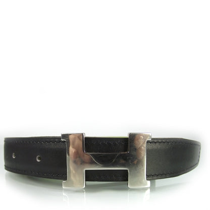 Hermes Leather Reversible H Belt 75 Black and Vert Anis 7 of 7