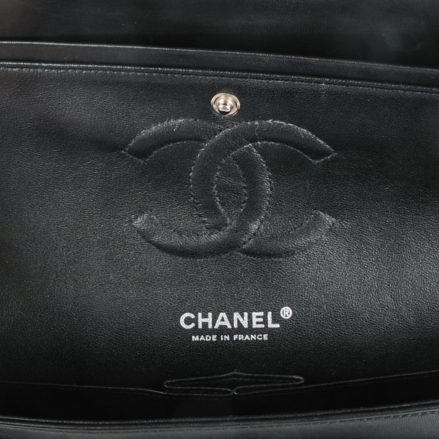 Patent Quilted Medium Double Flap Black