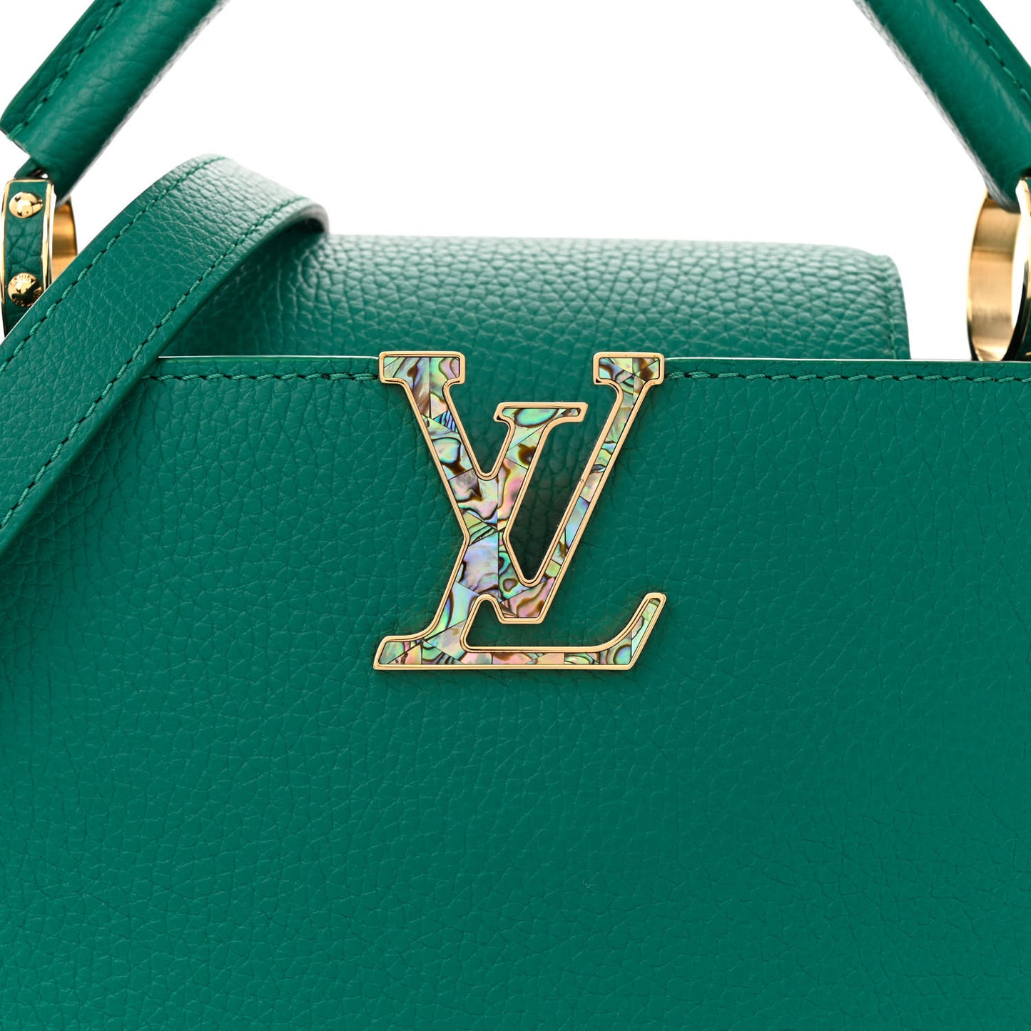 LOUIS VUITTON Taurillon Abalone Capucines BB Emerald