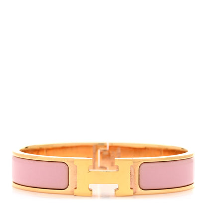 Hermes Enamel Narrow Clic Clac H Bracelet PM Rose Nacarat 1 of 5