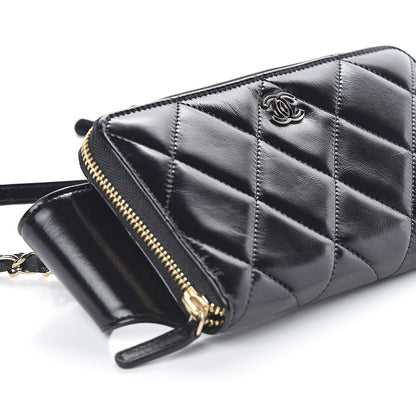 Chanel Glazed Lambskin Quilted Waist Bag Black 8 of 10