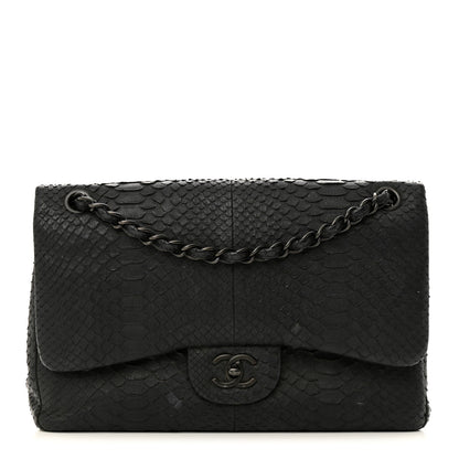 Chanel Snakeskin Jumbo Double Flap So Black 1 of 22