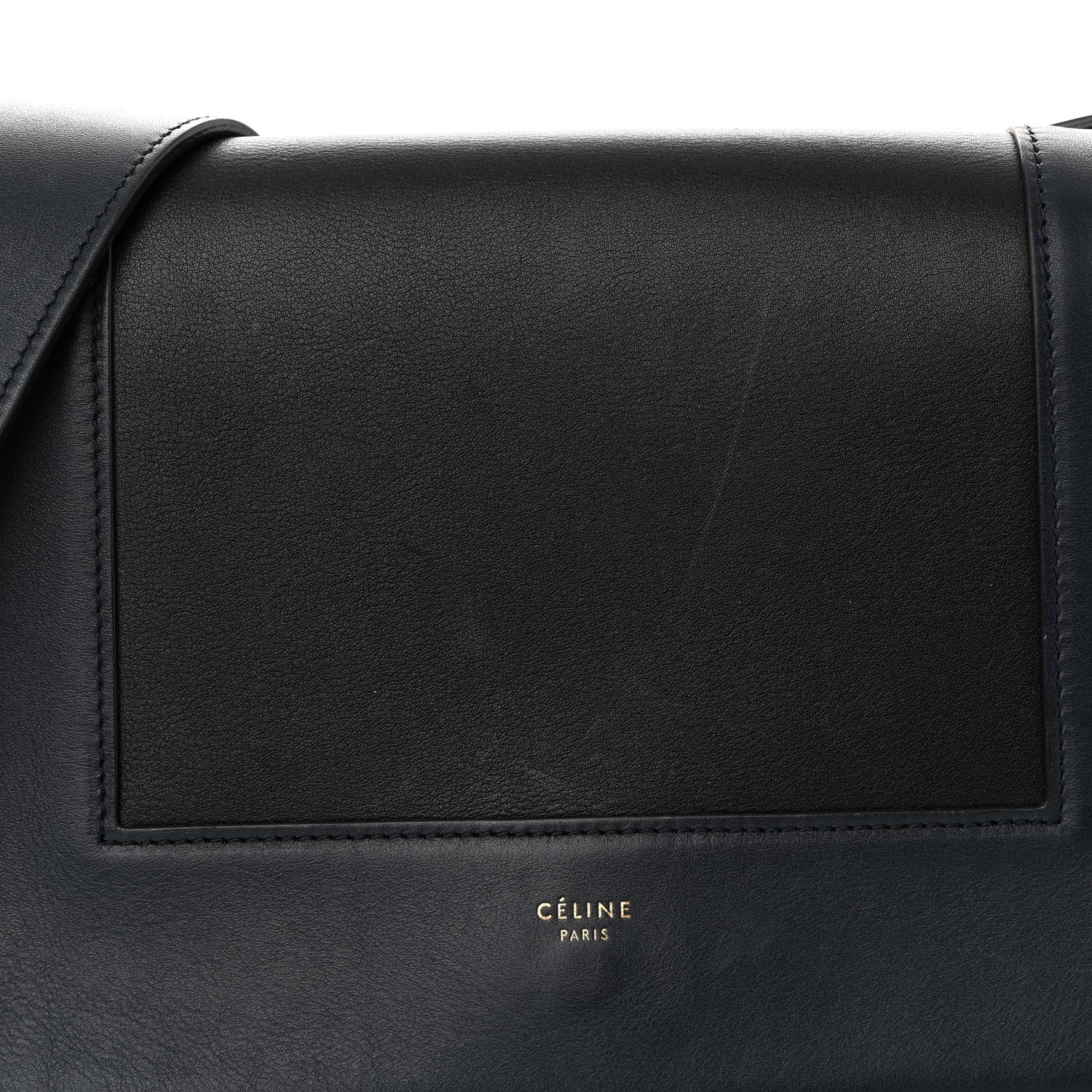 Celine Shiny Smooth Calfskin Medium Frame Shoulder Bag Black Navy 8 of 12