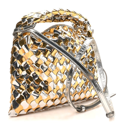 Bottega Veneta Metallic Lambskin Intrecciato Mini Hop Silver Gold 3 of 9