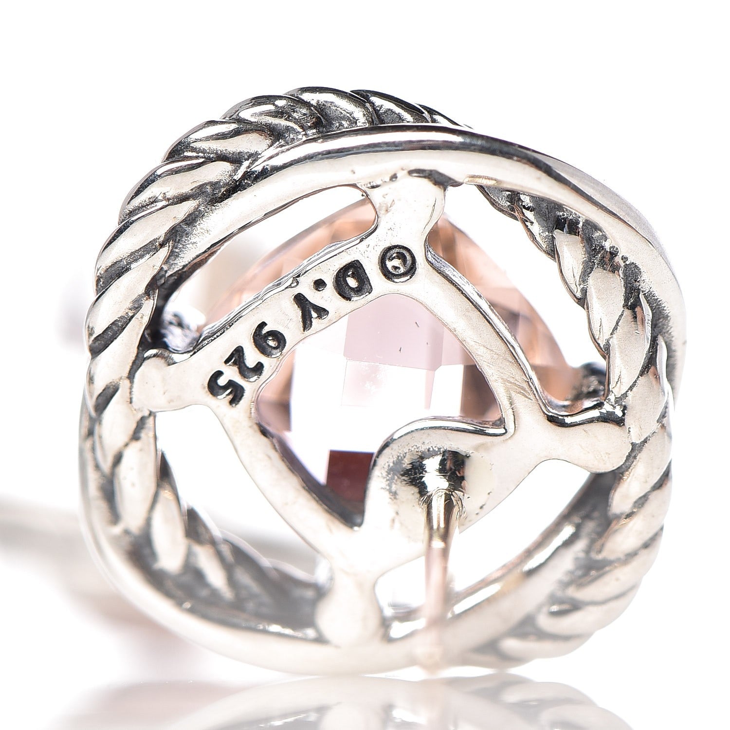 David Yurman Sterling Silver Morganite 7mm Infinity Earrings 4 of 6