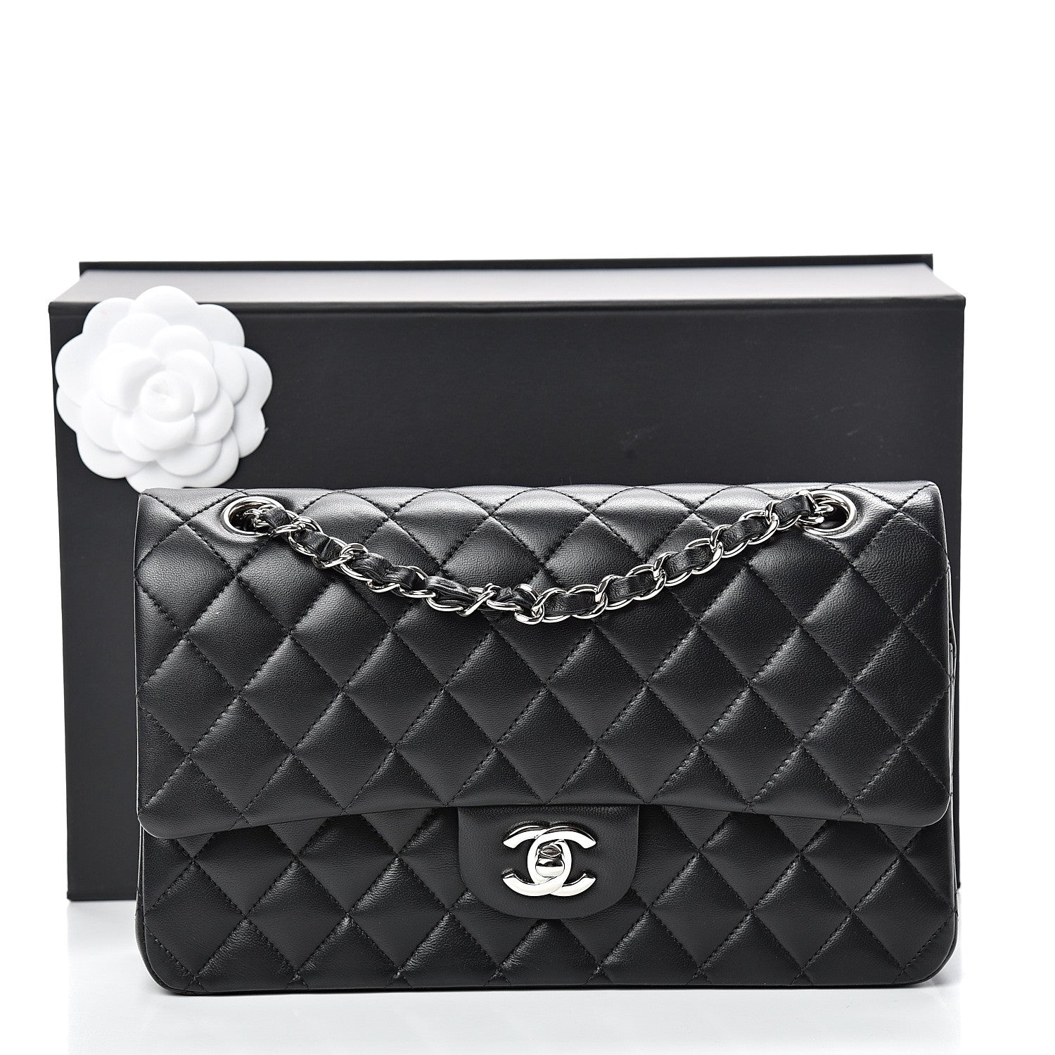 Chanel Lambskin Quilted Medium Double Flap Black 13 of 13