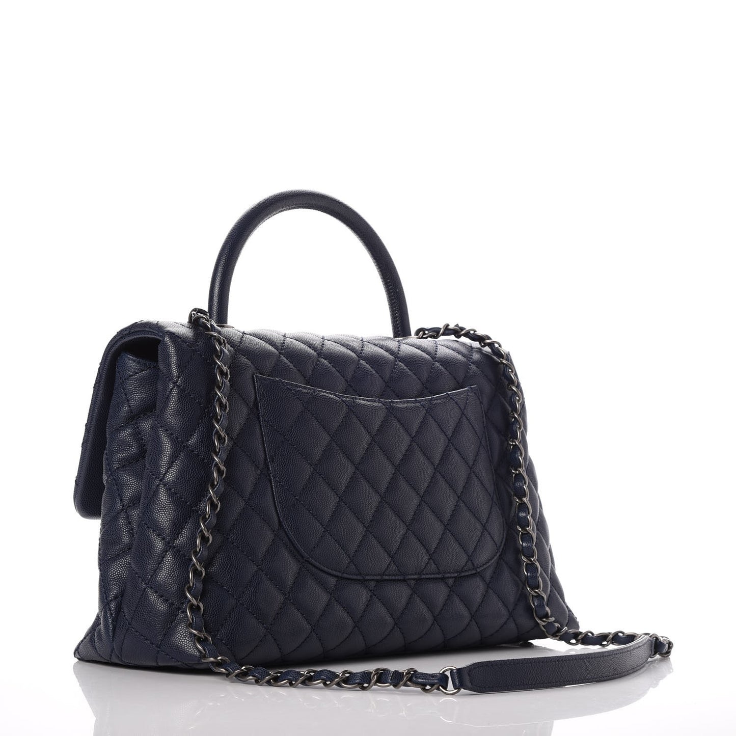 Caviar Quilted Medium Coco Handle Flap Navy