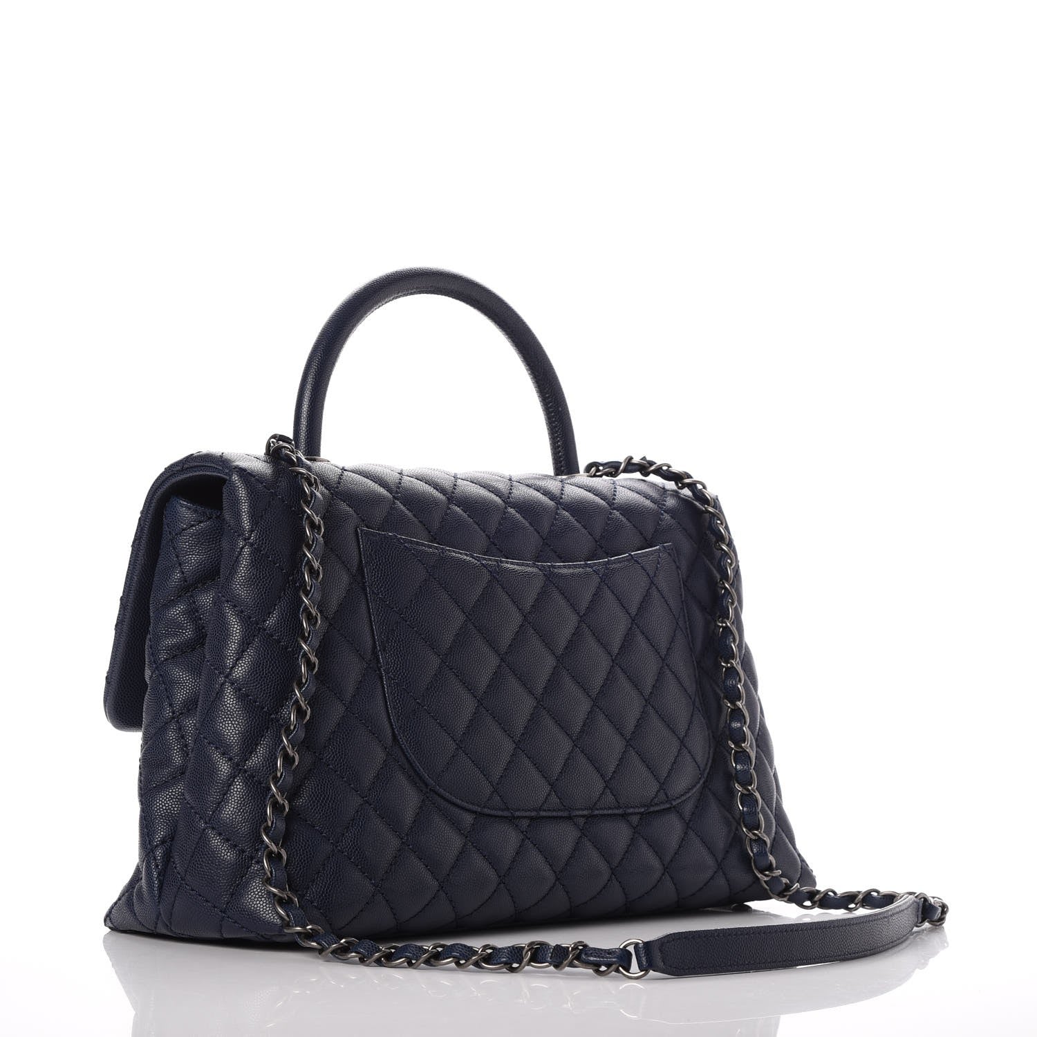 Chanel Caviar Quilted Medium Coco Handle Flap Navy 2 of 9