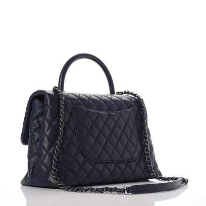 Chanel Caviar Quilted Medium Coco Handle Flap Navy 2 of 9