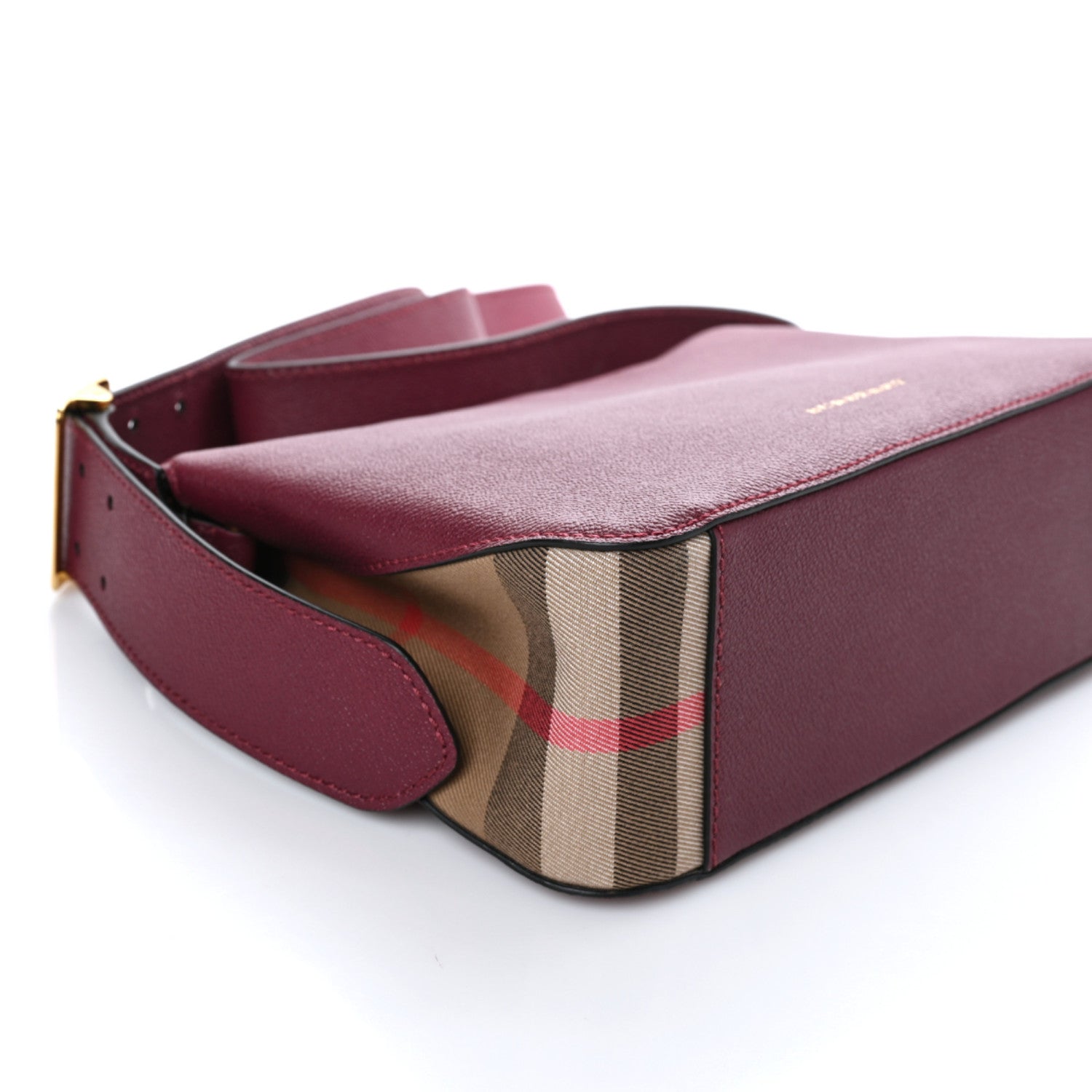 Burberry Soft Grain Calfskin House Check Small Helmsley Crossbody Dark Plum 4 of 8
