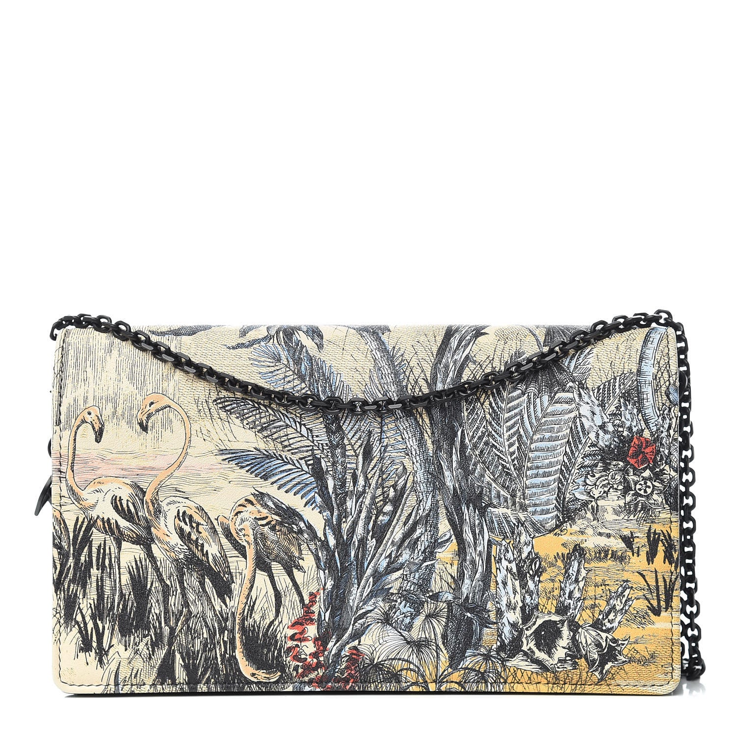 Christian Dior Calfskin Lady Dior Toile De Jouy Clutch Denim Blue 1 of 15