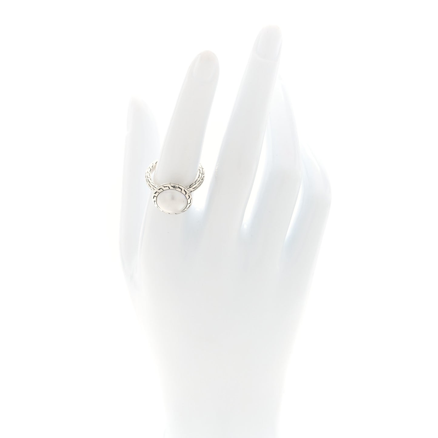 Sterling Silver Cultured Pearl Classic Chain Ring 54 7