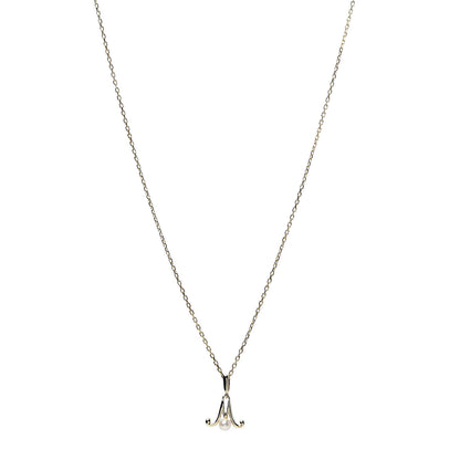 Mikimoto 18K Yellow Gold Akoya Pearl 3mm Logo Pendant Necklace 1 of 6