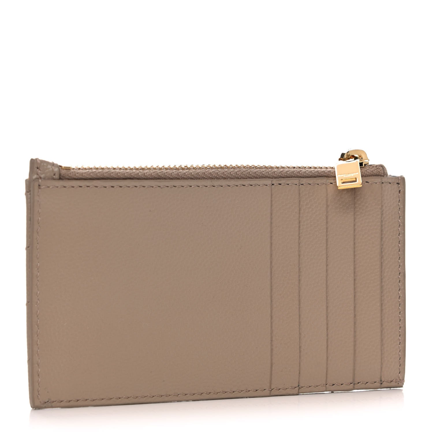 Saint Laurent Grain De Poudre Matelasse Chevron Monogram Fragments Zippered Card Case Nude Powder 3 of 9