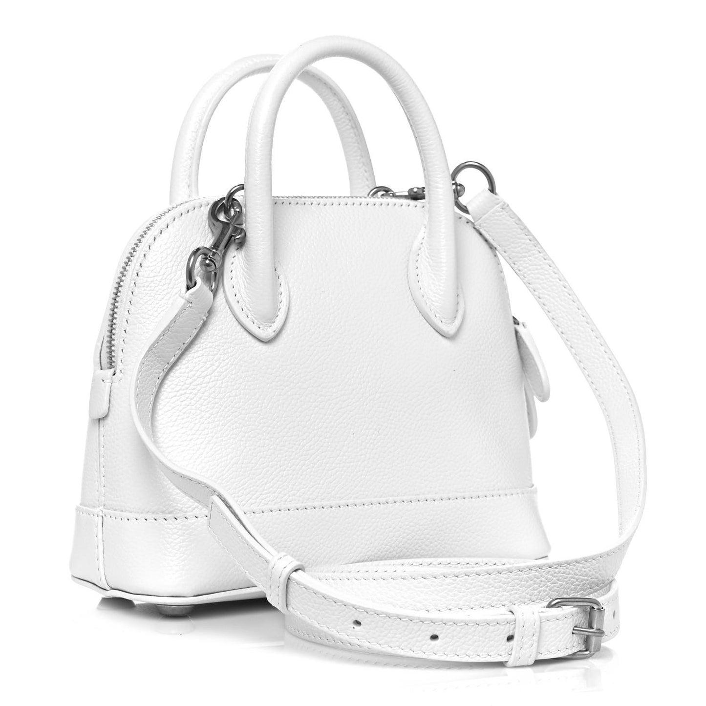 Grained Calfskin XXS Ville Top Handle Bag White Black