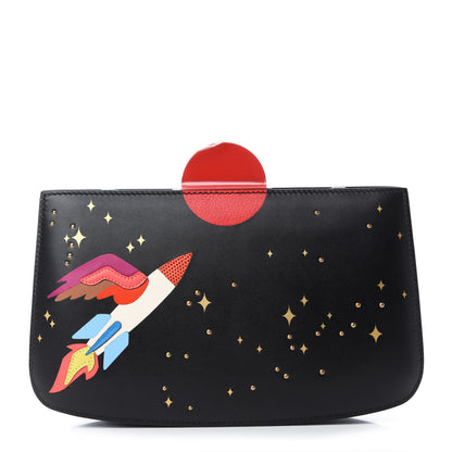 Hermes Veau Monsieur Lizard Ostrich Spaceship Sac A Malice Black Multicolor 3 of 17