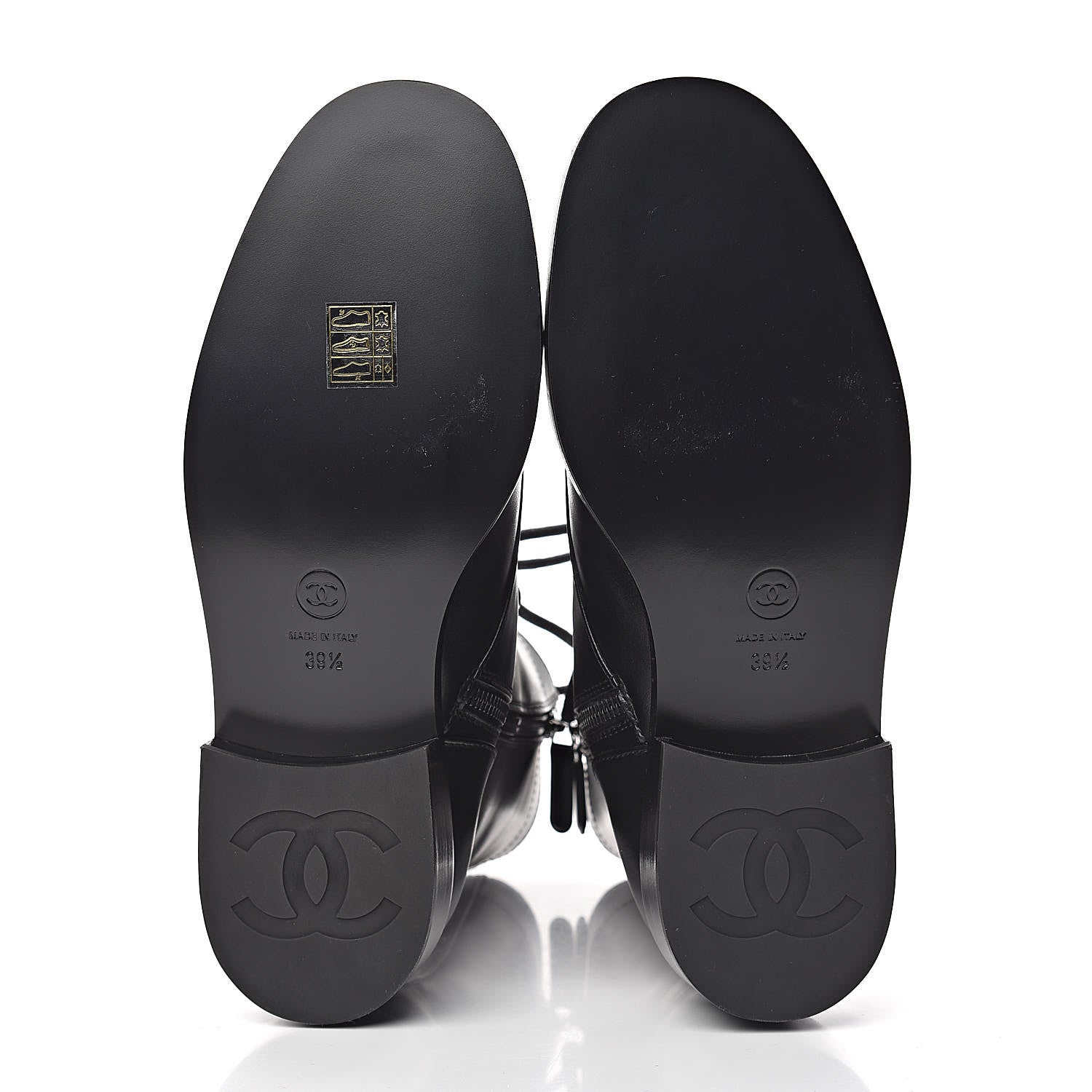 Chanel Calfskin CC Combat Boots 39.5 Black 5 of 9